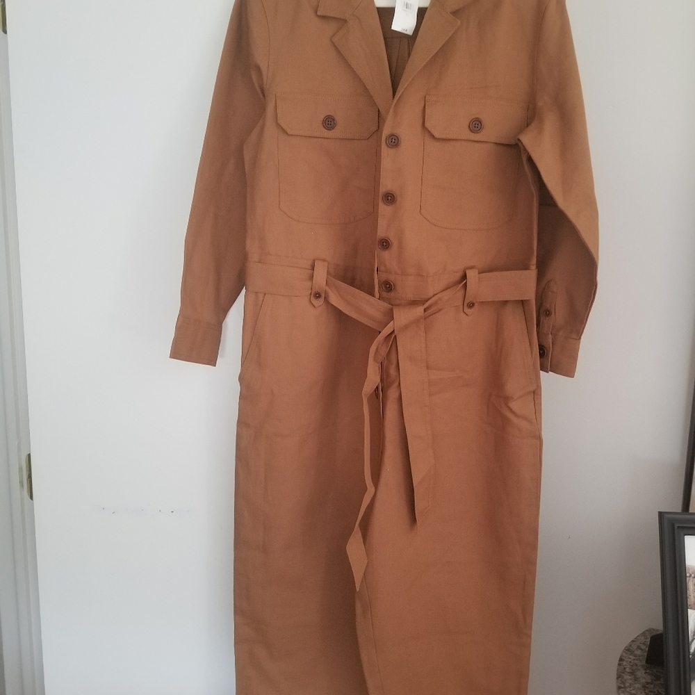 Cropped camel colored jumpsuit